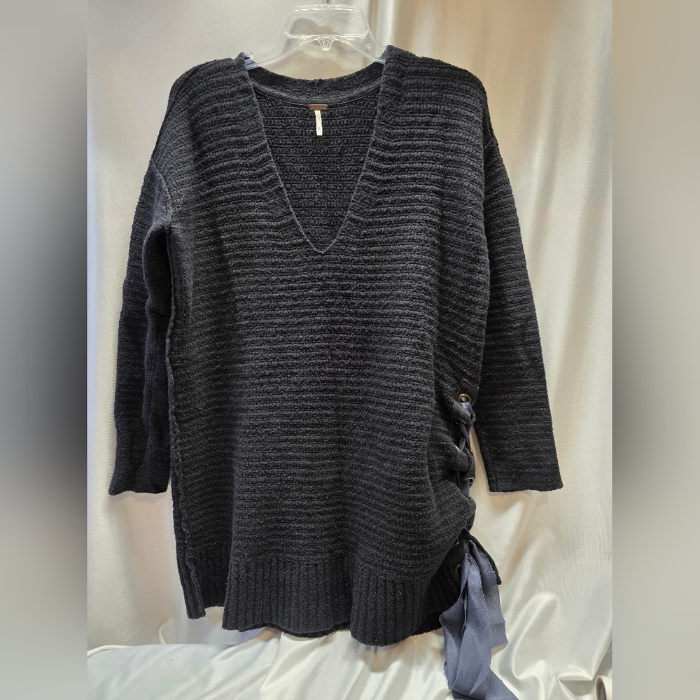 Free People V-Neck Sweater with Side Tie